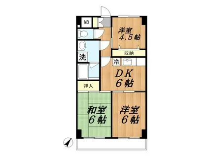 サンヒルズ(3DK/2階)の間取り写真