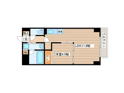 プラウドフラット河原町(1LDK/5階)の間取り写真