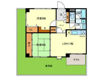 パティオ(2LDK/1階)の間取り写真