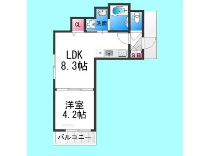 GRANDIR津久野(1LDK/1階)の間取り写真