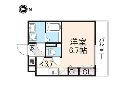 クレアール郡山1(1K/1階)の間取り写真