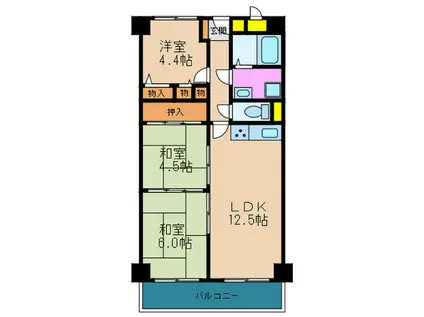 ファミール西九条(3LDK/13階)の間取り写真