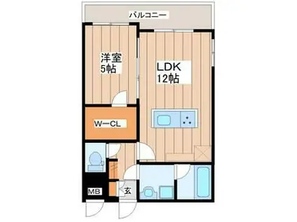 LUANA AIR RESIDENCE五橋(1LDK/2階)の間取り写真