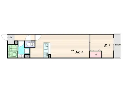エルデ神戸(1LDK/1階)の間取り写真