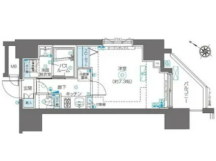 ZOOM川崎SECOND(1K/11階)の間取り写真