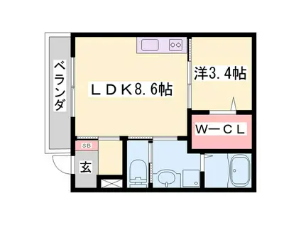 LA VERITE(1LDK/1階)の間取り写真