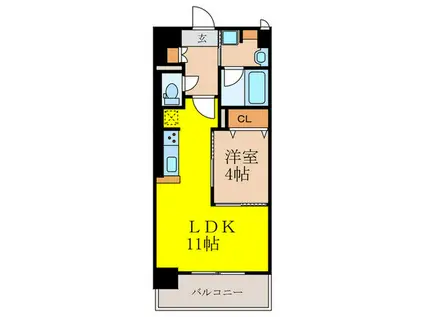 江坂 和(1LDK/4階)の間取り写真