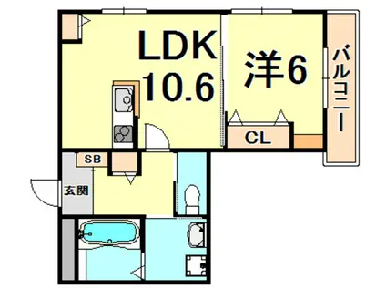 ALVERDE NISHIKITA(1LDK/2階)の間取り写真