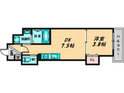 GRAND SUN(1DK/3階)の間取り写真