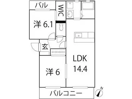 ブエナカーサ初生(2LDK/3階)の間取り写真