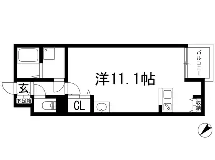 レオネクストリバーサイドⅠ(ワンルーム/1階)の間取り写真
