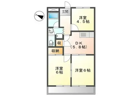 シャトー雅(3DK/2階)の間取り写真