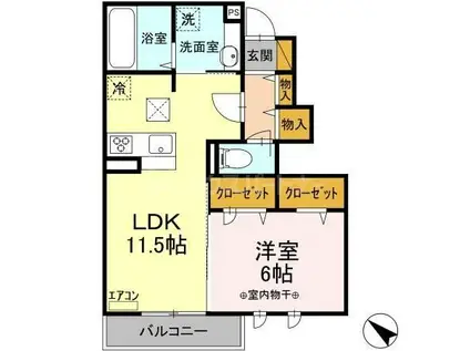 ラリュール(1LDK/1階)の間取り写真