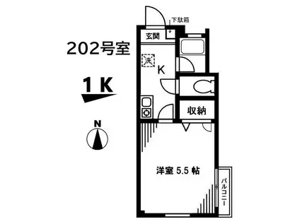 メゾンSAM(1K/2階)の間取り写真
