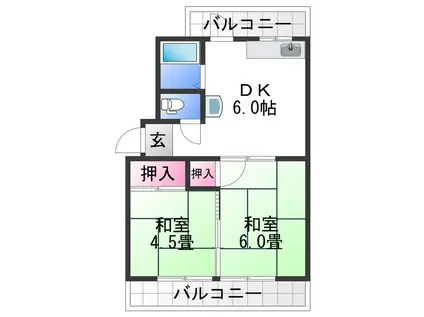マンション和歌山(2DK/3階)の間取り写真