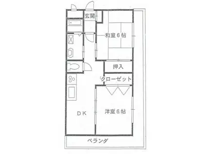 明豊マンション 犬猫可(2DK/4階)の間取り写真