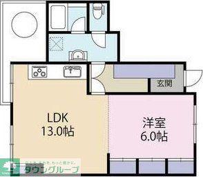 浄水グランドコーポ(1LDK/6階)の間取り写真