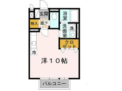 コゥジィーコートⅠ(ワンルーム/2階)の間取り写真