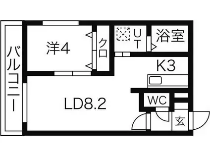 ベルチェドマーニ (1LDK/4階)の間取り写真