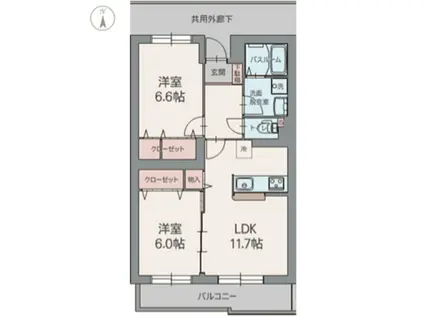 アロッジオ トガリーゼ(2LDK/1階)の間取り写真