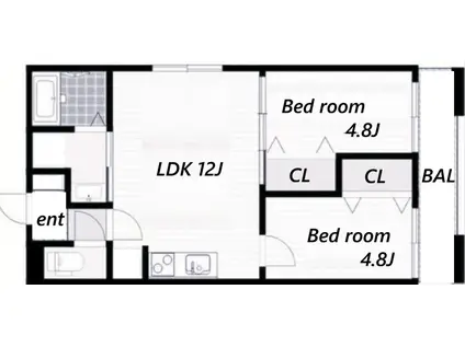 CASA垂水駅前(2LDK/2階)の間取り写真