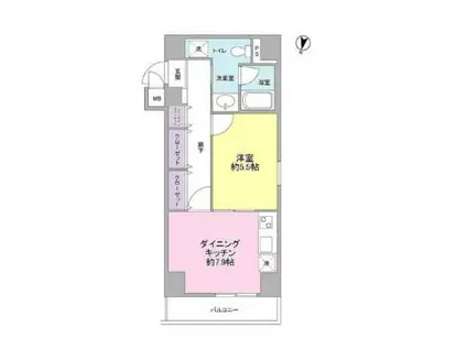 池之端加茂ビルD(1DK/7階)の間取り写真