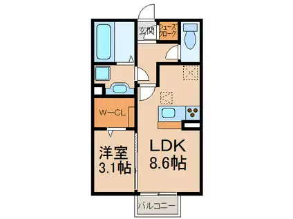 ルーチェ(1LDK/1階)の間取り写真