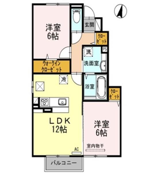 レユシール A棟(2LDK/1階)の間取り写真