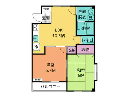 シャモニー(2LDK/1階)の間取り写真