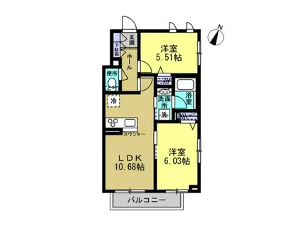 ソレアード(2LDK/1階)の間取り写真