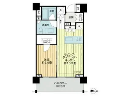 イクサージュ目黒(1LDK/3階)の間取り写真