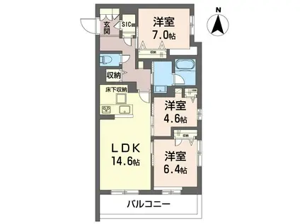レプス 光ヶ丘(3LDK/1階)の間取り写真