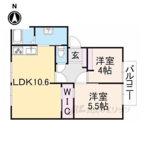 アメニティフォレストC棟(2LDK/2階)の間取り写真