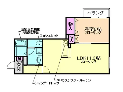 ブランレグルス(1LDK/3階)の間取り写真