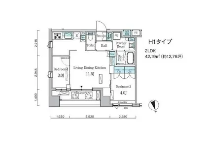 プライマル中央ミナト(2LDK/6階)の間取り写真