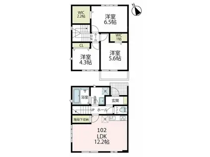 イリザスィヨン本鵠沼(3LDK/1階)の間取り写真
