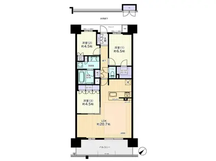 プレサンス ロジェ 金沢 香林坊(3LDK/2階)の間取り写真