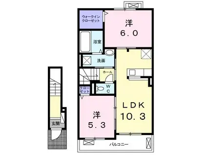 フェリーチェII(2LDK/2階)の間取り写真