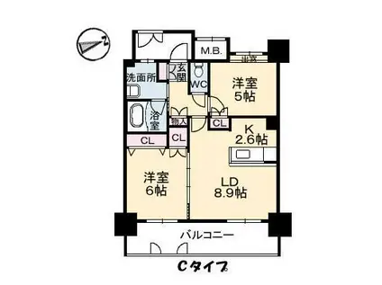 グランマスト西条広大前(2LDK/11階)の間取り写真