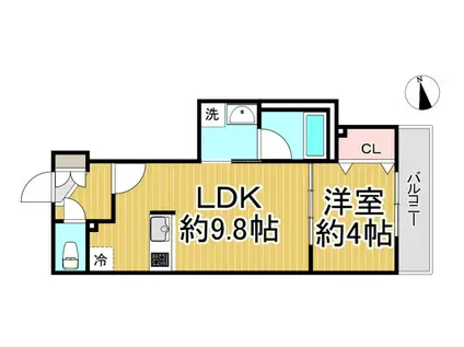 ウェルスクエア西宮(1LDK/4階)の間取り写真