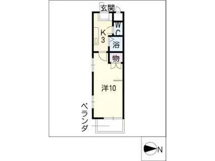 マンハイムカドゲン(1K/2階)の間取り写真