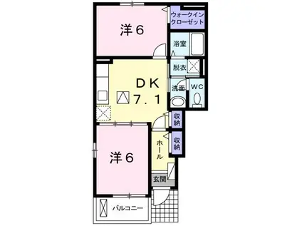 ジェアン・グラフィット(2DK/1階)の間取り写真