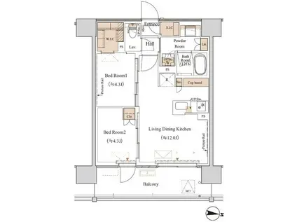 ブランシエスタ木場(2LDK/2階)の間取り写真
