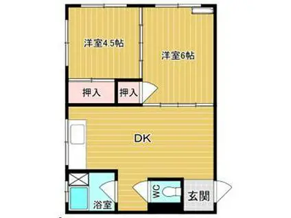 高由荘(2DK/3階)の間取り写真