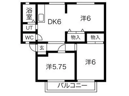 サンビレッジ青山二番館(3DK/1階)の間取り写真