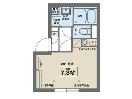 COCOFLAT東中野(ワンルーム/3階)の間取り写真