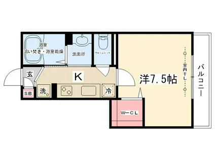 玉川学園エイチ・エス(1K/2階)の間取り写真