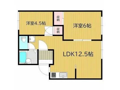 コーポ朝日(2LDK/2階)の間取り写真