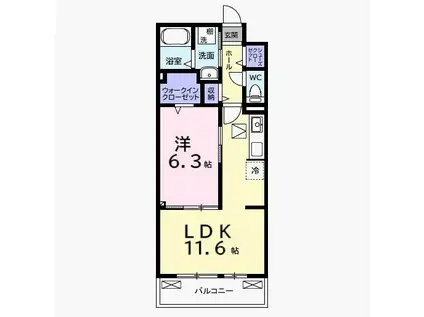 グレースコート10(1LDK/1階)の間取り写真