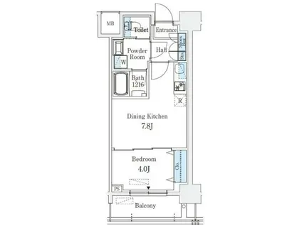京町堀ビューアパートメント(1DK/12階)の間取り写真